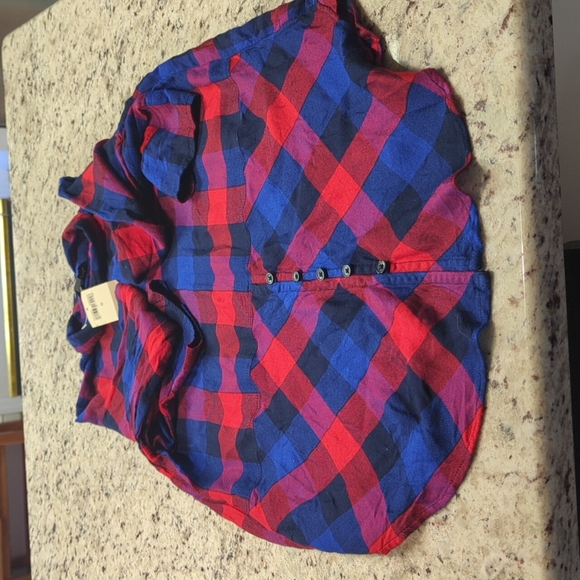 Lucky Brand Plaid High-Low Button Up Shirt Sz Small - Picture 4 of 4